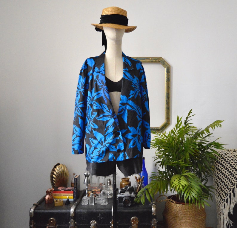 Original DST jacket floral print woman size 44 vintage
