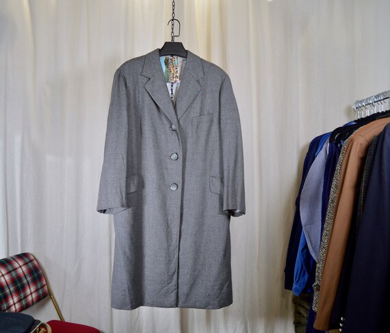 3/4 buttoned coat / gray wool fabrics / woman siz… - image 1