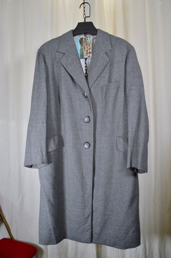 3/4 buttoned coat / gray wool fabrics / woman siz… - image 8
