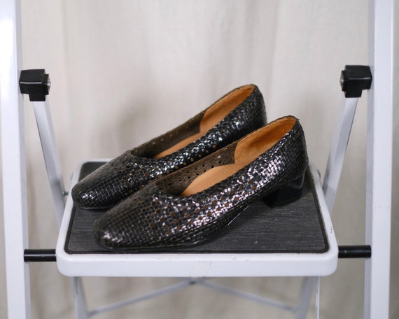 Escarpins top cuir tressé