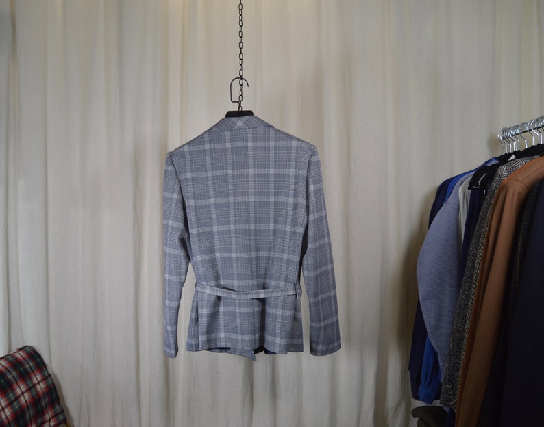 Cross jacket with belt soft fabrics patterns Princes of Wales woman size L