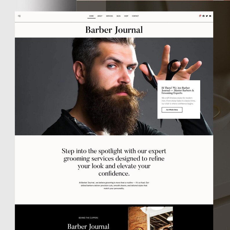 grooming business website layout