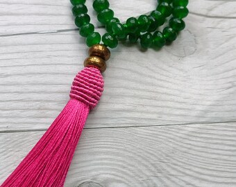 Mini japa mala 45 jade treated for sacred numerical codes of agesta meditation yoga necklace protection