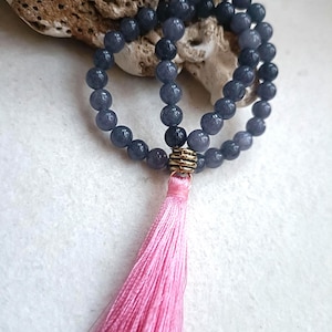 Mini japa mala 45 jade treated sacred numerical codes Agesta meditation yoga necklace protection