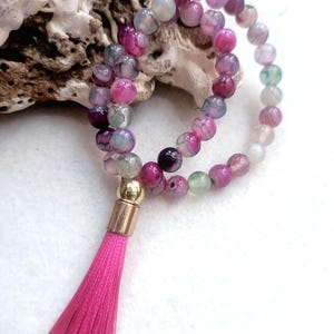 Mini japa mala 45 jade treated for sacred numerical codes, Agesta meditation yoga necklace protection