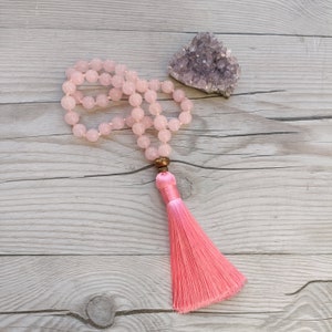 Japa mala 45 ágatas rosa código numéricos sagrados de agesta meditación yoga necklace protección