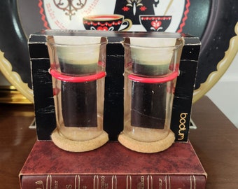 Bodum Coffee Glass Set Vintage Red Handle