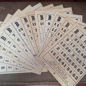 13 Vintage BINGO Cardboard Heavy Stock Cards Reusable Craft Game Night Coaster junk Journal Cottagecore Dark academia granmillenial 1950s