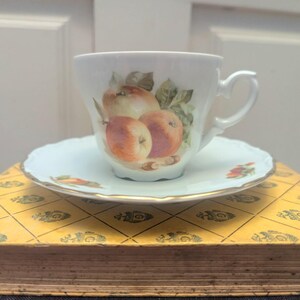 Vintage Schumann Arzberg Äppeltekopp med fat, Cottagecore Decor