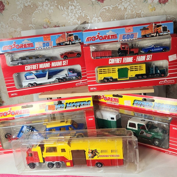 Majorette Miami Set Limousin Ferrari Boat Tractor Trailer Farm Horse Jeep pickup truck