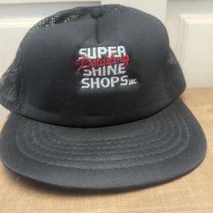 vintage Super Detailing Shine Shop Canada Casquette de camionneur snapback en maille noire