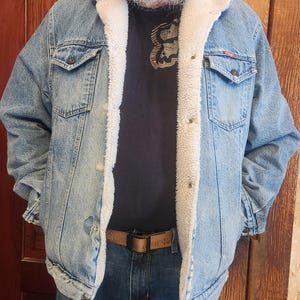 Wrangler Denim Trucker Jacket Sherpafodrad Western VTG