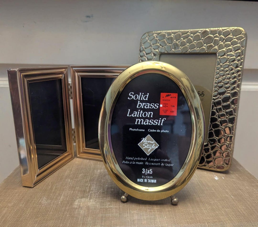 ヴィンテージ90年代真鍮製額縁セット、ラッカー塗装のレトロ装飾