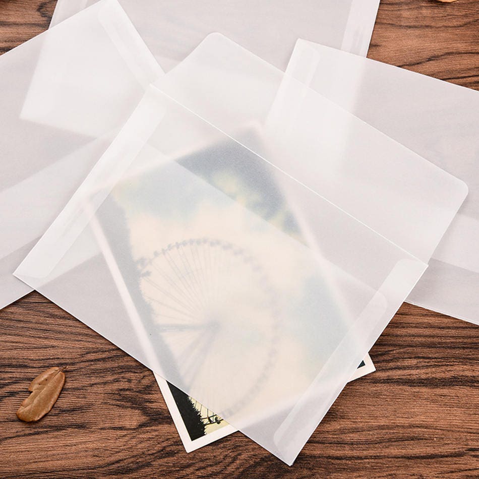 Clear Vellum Envelopes for 5x7 Cards A7 Translucent See-through Frosty  Vellum 25 Blank Envelopes Gum Seal Printing NOT Available 