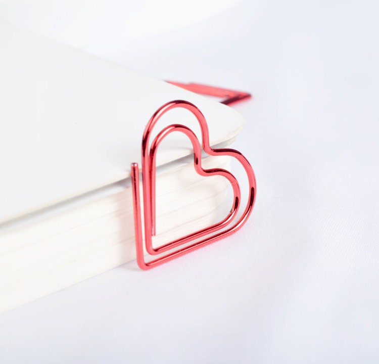 25 Count Red Heart Shaped Paper Clips, Heart Lover Cute Gifts, Office  Supplies, Desk Organization