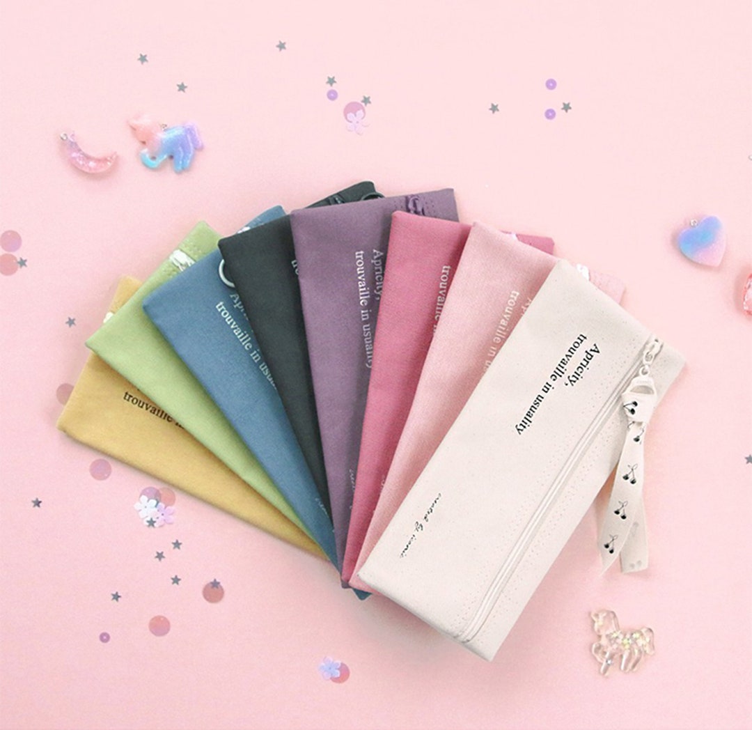 Cotton Pocket Pencil Case 8 Colors Multi Purpose Pencil Case Makeup Bag