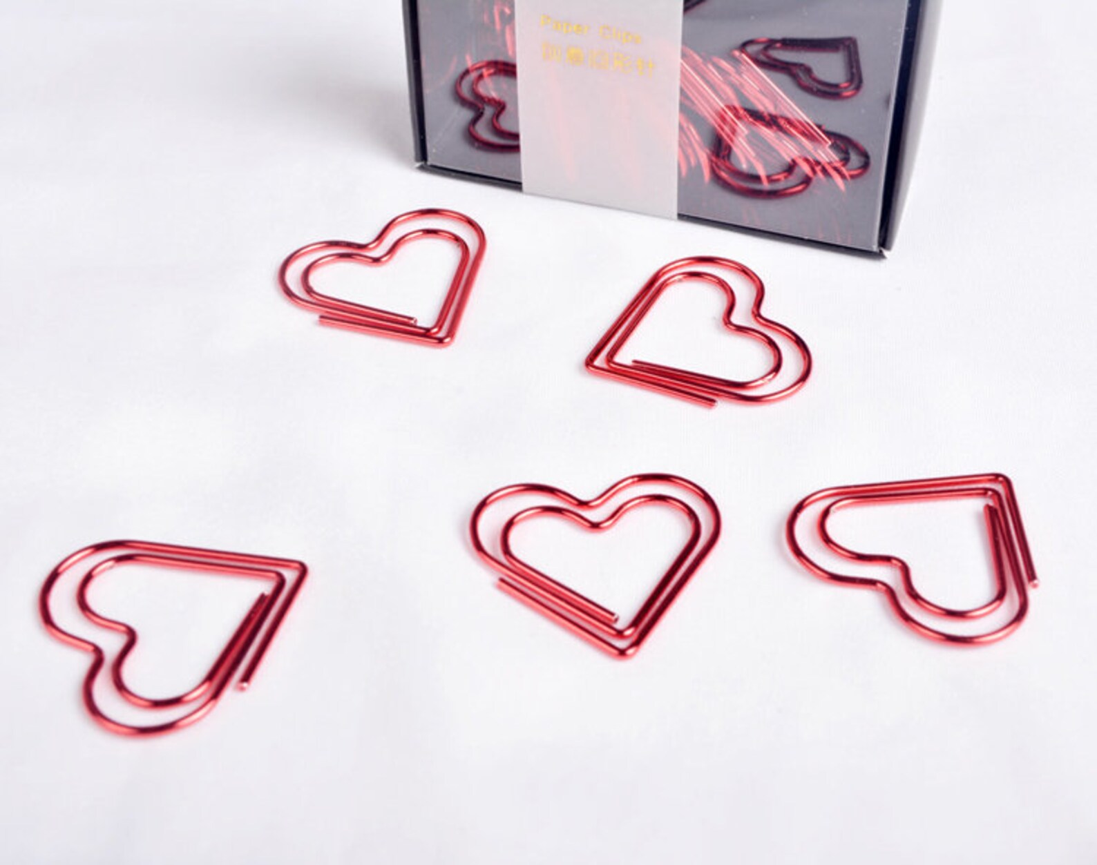 Romantic Red Heart Shape Paper Clips Romantic Red Paperclip Etsy