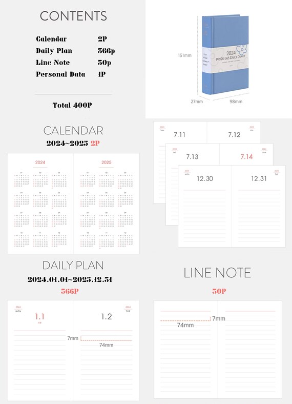 2024 Traveler's 365 Dated Daily Journal Diary