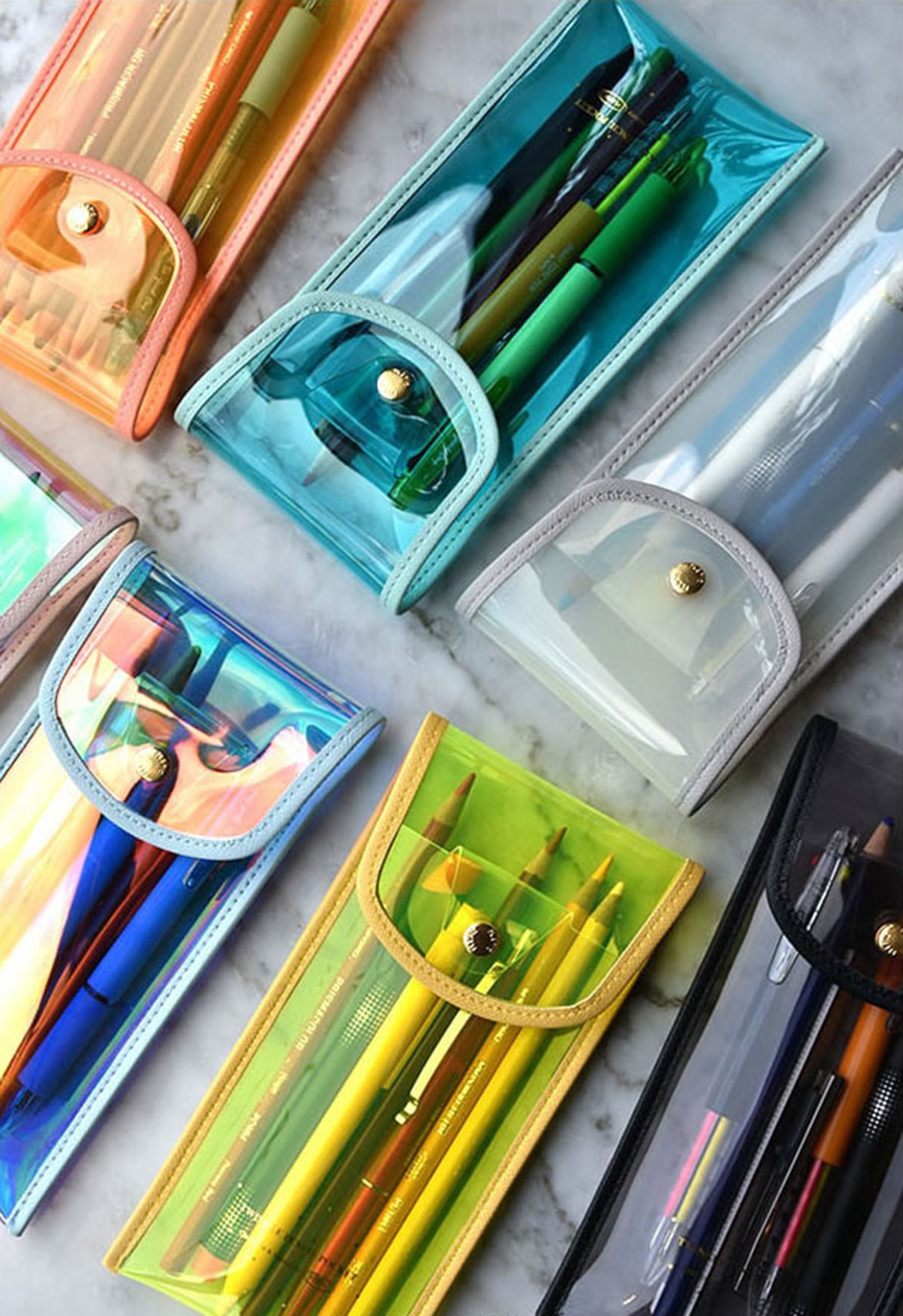 Transparent Stationery Pencil Bag, Nylon Mesh Pen Case, Unisex Large  Capacity Pouch, School Supplies 