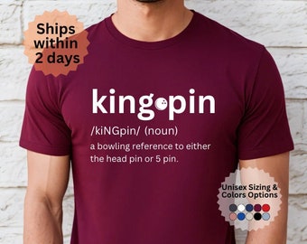 Camiseta divertida de bolos y sudadera con capucha, grandes hombres, mujeres, regalos, entrenador de bolos, regalo, término de bolos "kingpin" definido