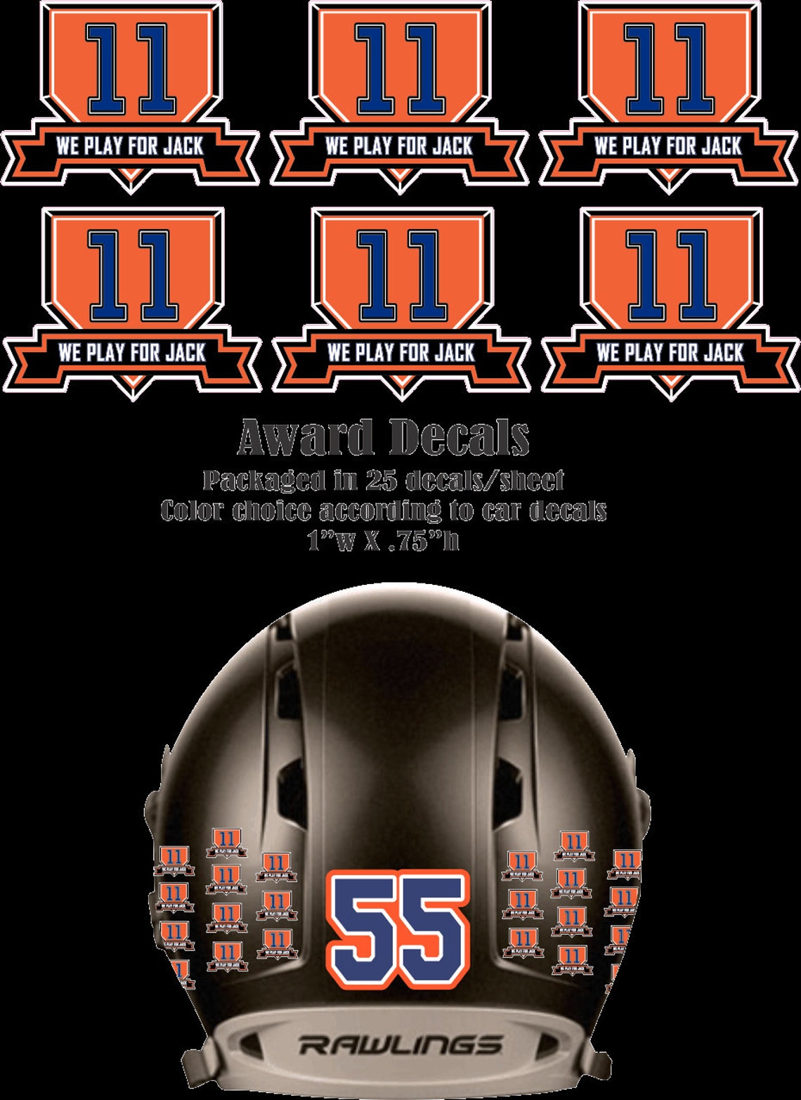 Football Helmet Award Decals Sold in Sheets of 25 Stickers Etsy