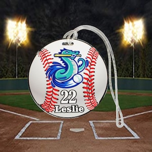 Kundenspezifischer Baseball-Team-Taschenanhänger, Gepäckanhänger personalisiert mit Ihrem Teamlogo, Namen und Zahlen, Teambestellungen Willkommen großes Baseball Mom Geschenk