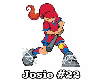 Personalized Softball Car Decal: Custom Name/Number Sticker