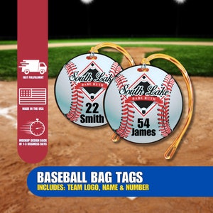 Baseball-förmiger Taschenanhänger, Baseball-Geschenke, inklusive Team-Logo, Farben, Namen und Nummern, Team-Bestellungen werden empfohlen, kein Mindestmaß, verfolgen Sie Ihre Ausrüstung!!