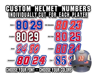 Numéros de casque personnalisés personnalisés de 2,5 cm (1 1/2 po.) découpés pour chaque joueur | numéros de football | numéros de baseball | casques de hockey | Numéro de crosse