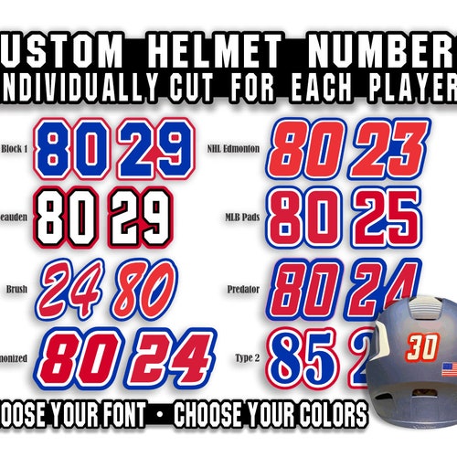 Custom 1 1/2 Inch Individual Helmet Numbers Dye Cut for Each Etsy