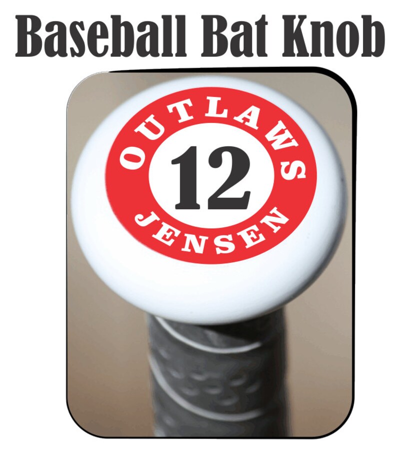 Baseball Bat Knobs | Baseball Bat Tags | Includes Team Name\/Jersey Number and Colors | Keep Track Of Your Baseball Bat | Priced per item