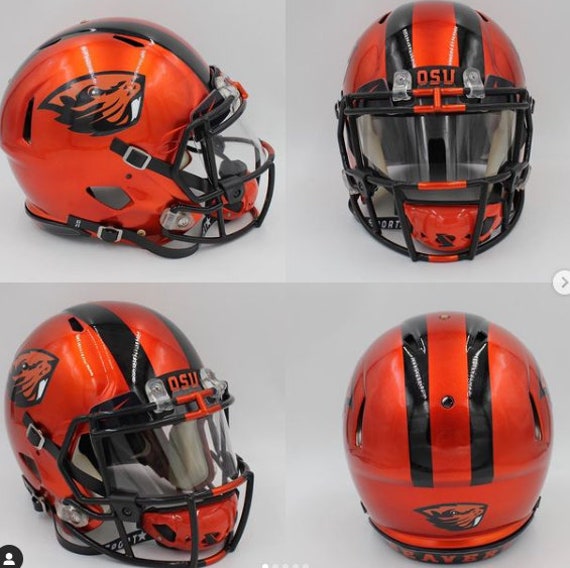 beaver local retro football helmet Oregon State Beavers Mini Riddell Speed a vinyl 4 point chin strap Tampa Bay Buccaneers Authentic Speed