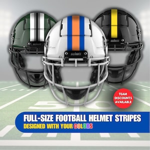Full-Size Football Helmet Stripes | Designed With Your Colors | 1.5&quot; Wide | Dye Cut - 20 Mill Vinyl | Team Discounts Available