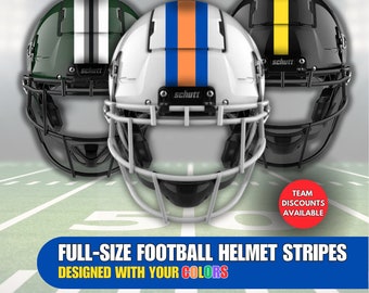 Full-Size Football Helmet Stripes | Designed With Your Colors | 1.5&quot; Wide | Dye Cut - 20 Mill Vinyl | Team Discounts Available