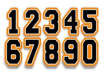 Custom 1 1/2 Inch 0-9 Dye-Cut Helmet Number Sheets, Baseball Numbers, Football Number, Hockey Number,  Softball Number, Lacrosse Numbers