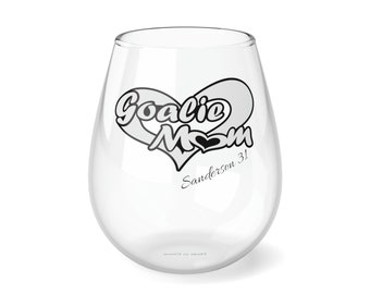 Personalized Ice Hockey Goalie Mom Wine Glass/Gifts for Mama/SVG/Prints/Art/Decor