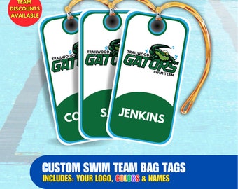 Custom Swim Team Bag Tags | Includes Your Logo, Colors, and Names | Keep Track Of Your Swim Bag | Team Discounts Available