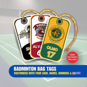 Badminton Racket Tag Badminton Bag Tags | Includes Your Logo, Colors, and Names | Keep Track ...