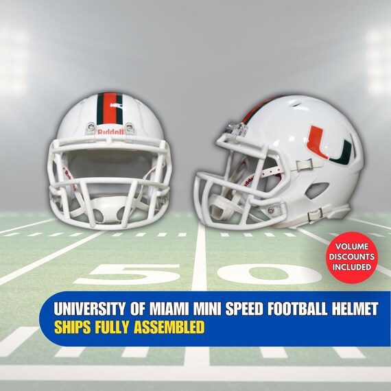 Casque De Football Américain Miami Hurricanes - Réplique Schutt AiR XP - Taille Large Avec Masque EGOP