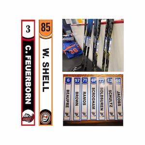 Hockey Lacrosse Stick Tags with Team Logo, Player&#39;s Name and Number Personalized Stick Labels Built to Last the Season Sports Stickers