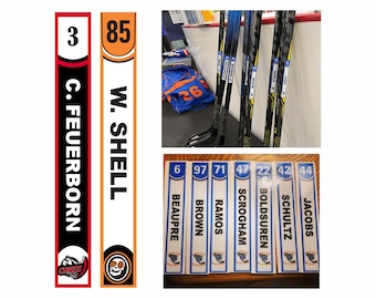 Hockey Lacrosse Stick Tags with Team Logo, Player&#39;s Name and Number Personalized Stick Labels Built to Last the Season Sports Stickers