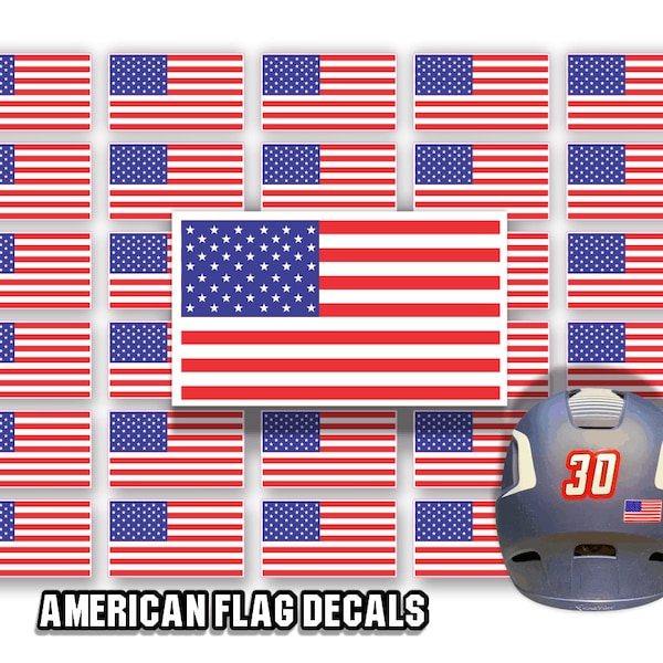 American Flag Helmet Decals Stickers: Perfect for Baseball, Football, Hockey, Lacrosse helmets and Hard Hats! Sold in Sheets of 25