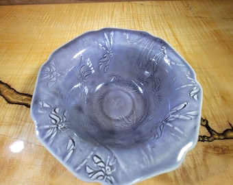 Smokey Purple Dragonfly Bowl   Pottery