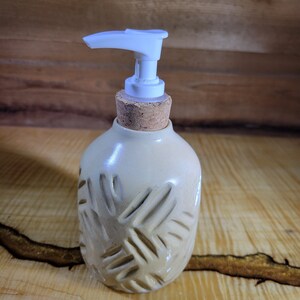 Hand Carved Pottery Soap Dispenser Cork top insert