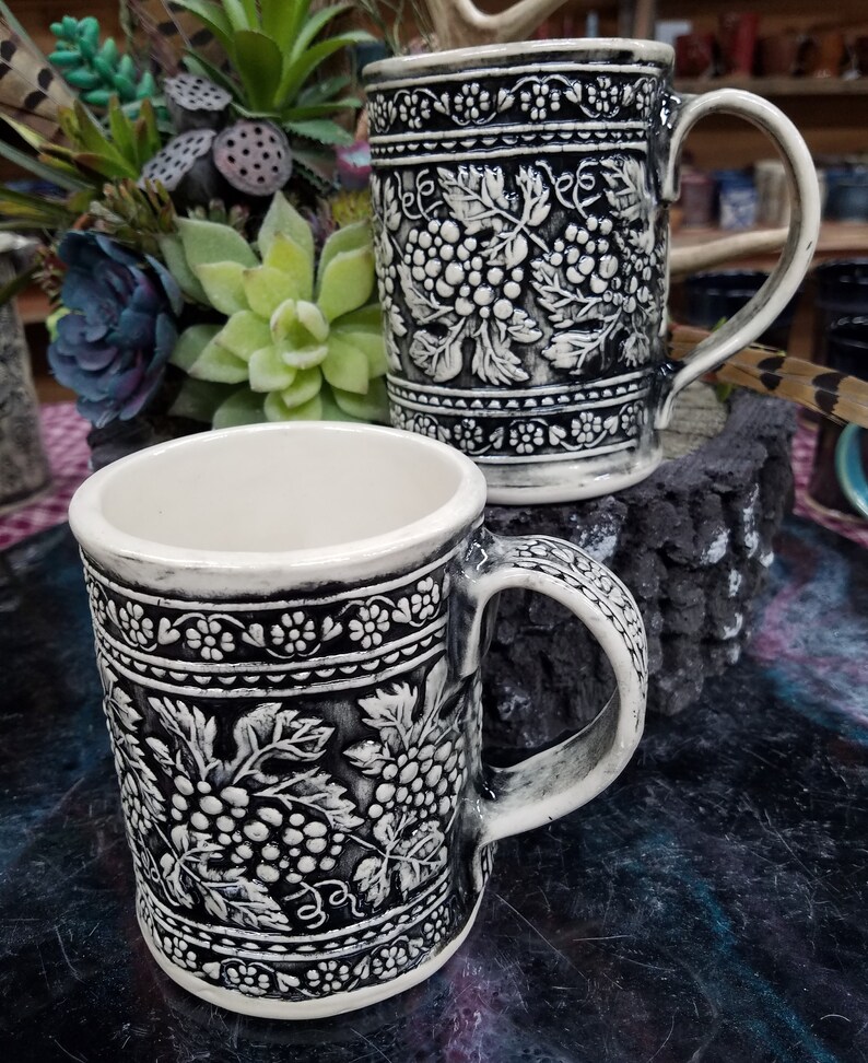 Grapes and Grapevine Pottery Mug Etsy
