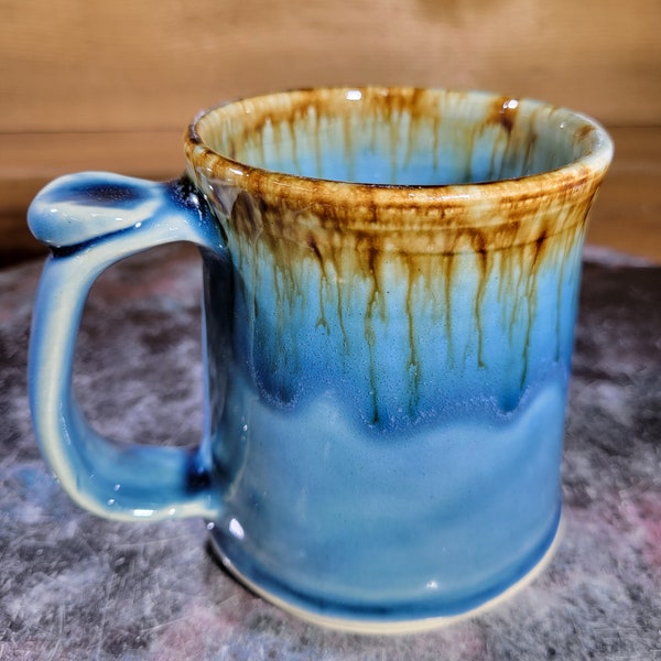 Blue Multi Colored Pottery Mug 12 Oz  thumb print