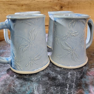 Pale Blue Dragonfly Pottery Mug 12 Oz.