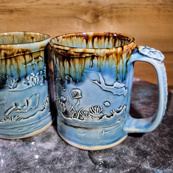 Blue Shipwreck Pottery Mug 17 Oz.