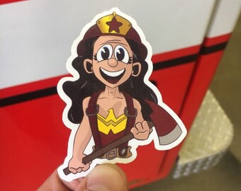 WW Female Firefighter Sticker