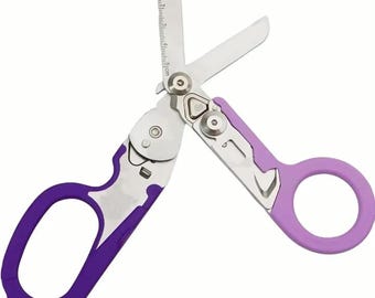 Folding Trauma Shears - Lilac and Purple - Personalized - 6 in 1 tool, Stainless Steel